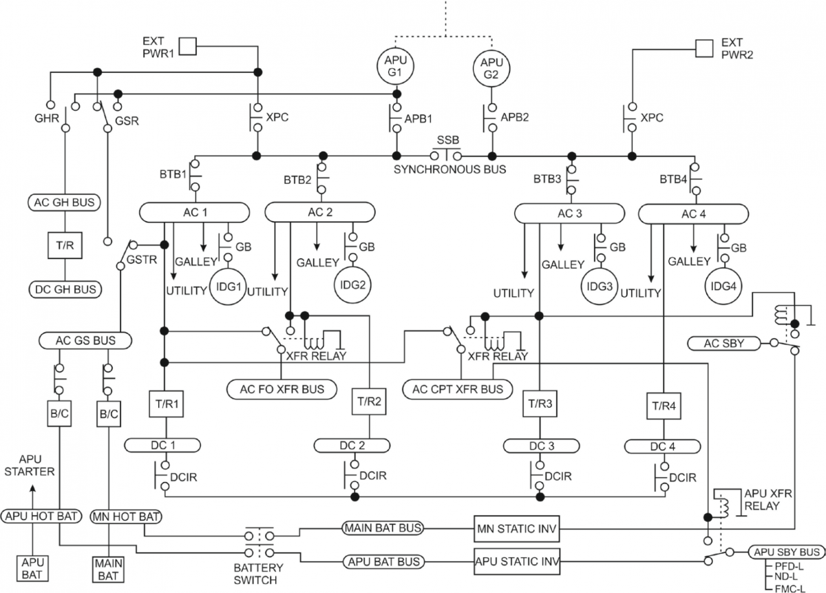 Simplified electrical circuit diagram 747-400
