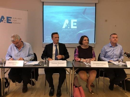 A4E Press Conference with Michael O'Leary (CEO Ryanair), Thomas Reynaert (Managing Director A4E), Christina Förster (CEO Brussels Airlines) and Willie Walsh (CEO IAG)
